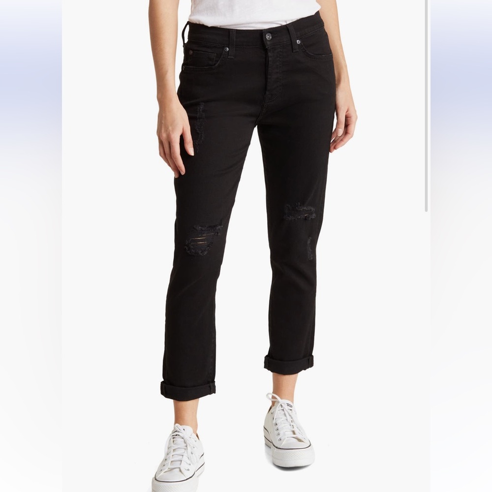 7 For All Mankind Distressed Black Jeans